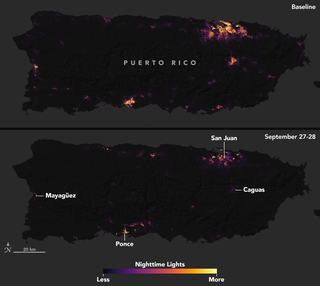 Illustration for article titled These NASA Images Of Puerto Rico's Power Loss Are Staggering